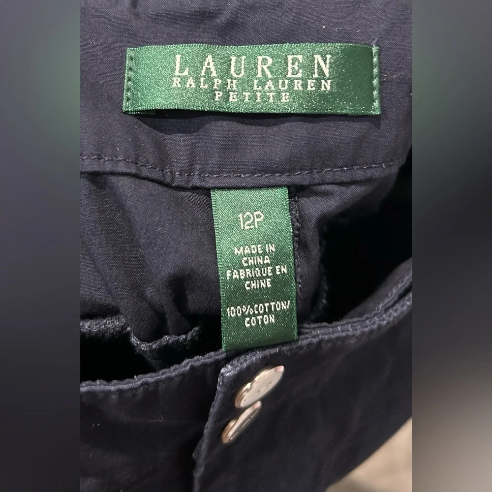 Lauren Ralph Lauren Cropped Navy Cargo Pants Size 12 P Nautical Preppy Mature